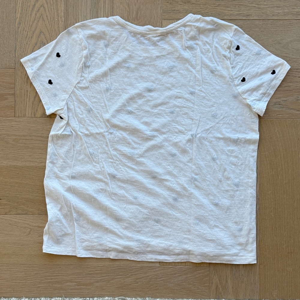 Lucky Brand White Short Sleeve Tee with Black Heart Print - Picture 4 of 4